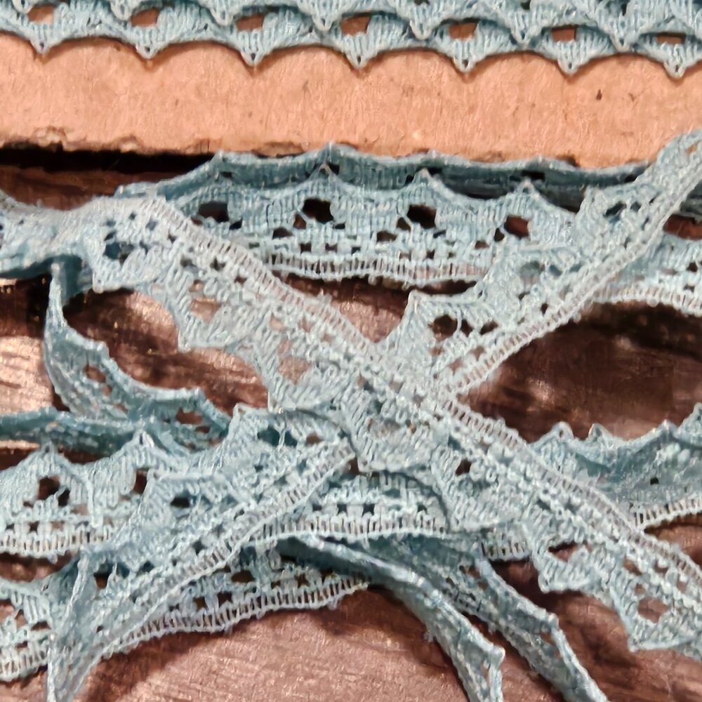 Aqua Blue/Green Scalloped Raschel Lace Edging Trim - 5/16" x 6 Yards